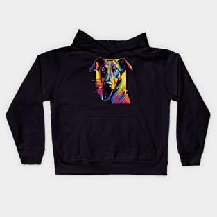 Doberman with a splash of color Kids Hoodie